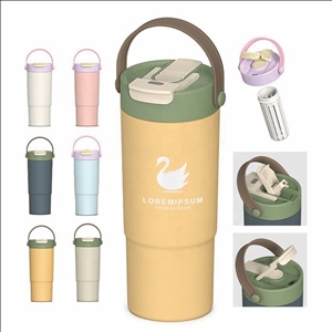 30oz Insulated Travel Tumbler, Leak-Proof Water Bottle, Double-Wall Stainless Steel Flask with Flip